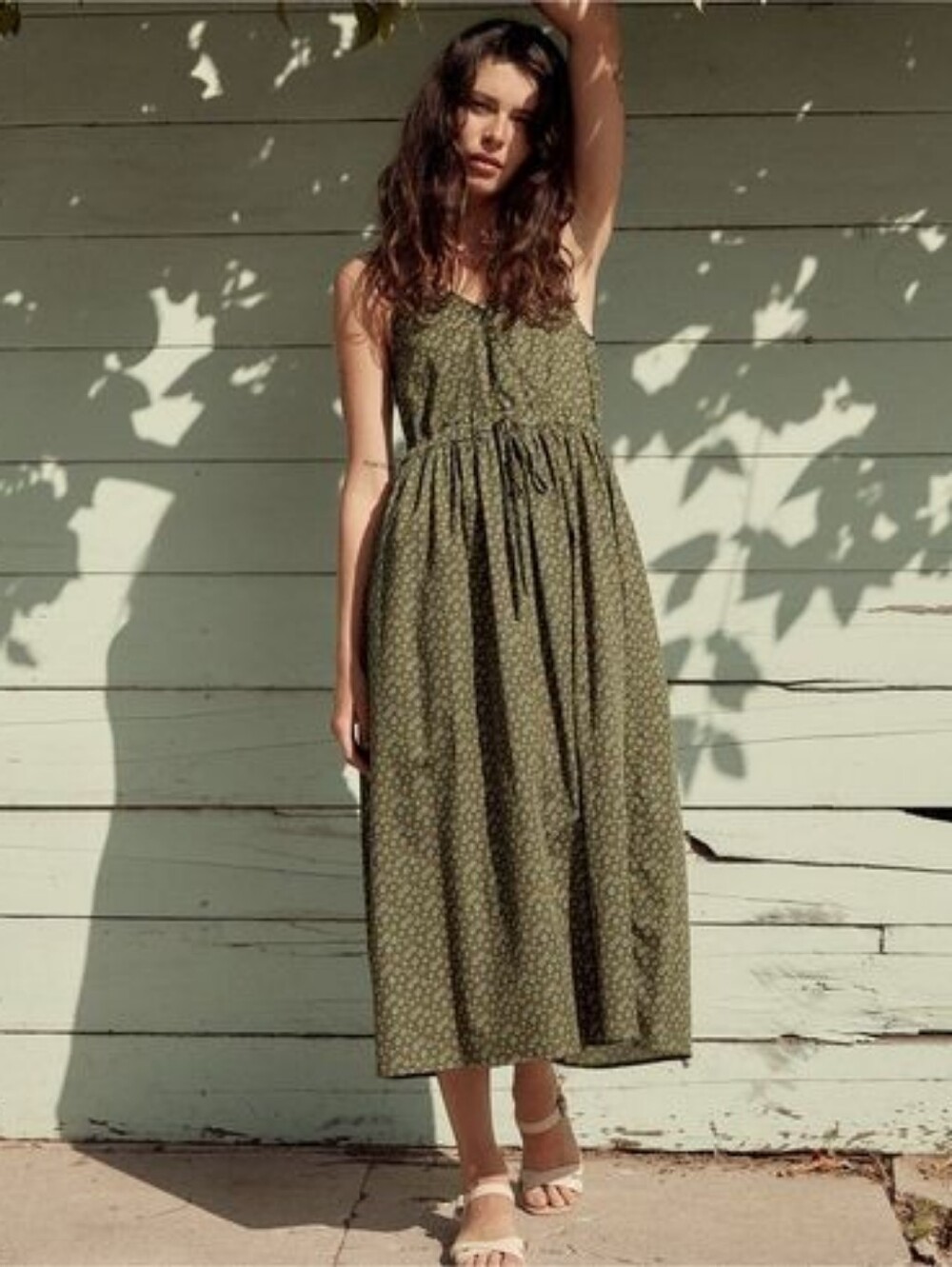 Christy Dawn Olive Green Floral Midi Dress